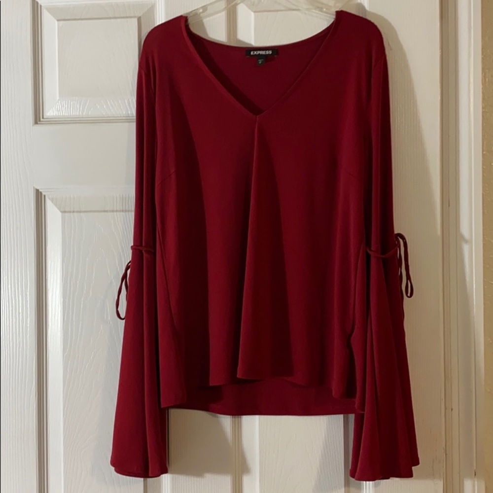 Express Red V-neck long sleeve Blouse
